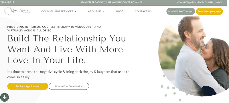 Example of effective headline on a couples therapy landing page