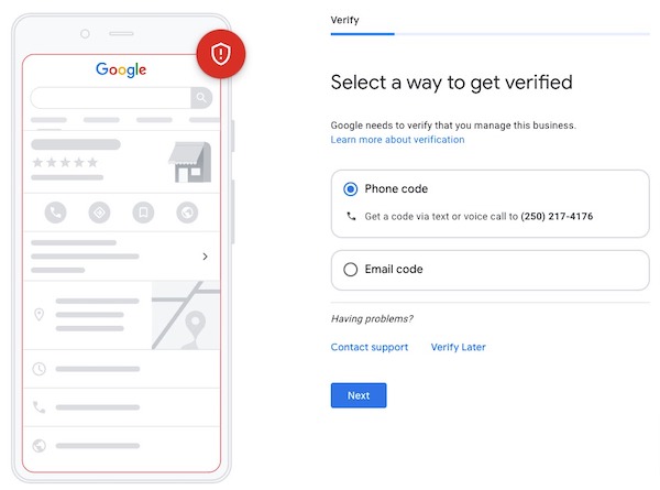 Google Business Profile verification and contact details