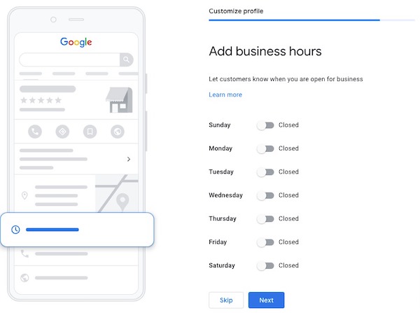 Setting business hours in Google Business Profile